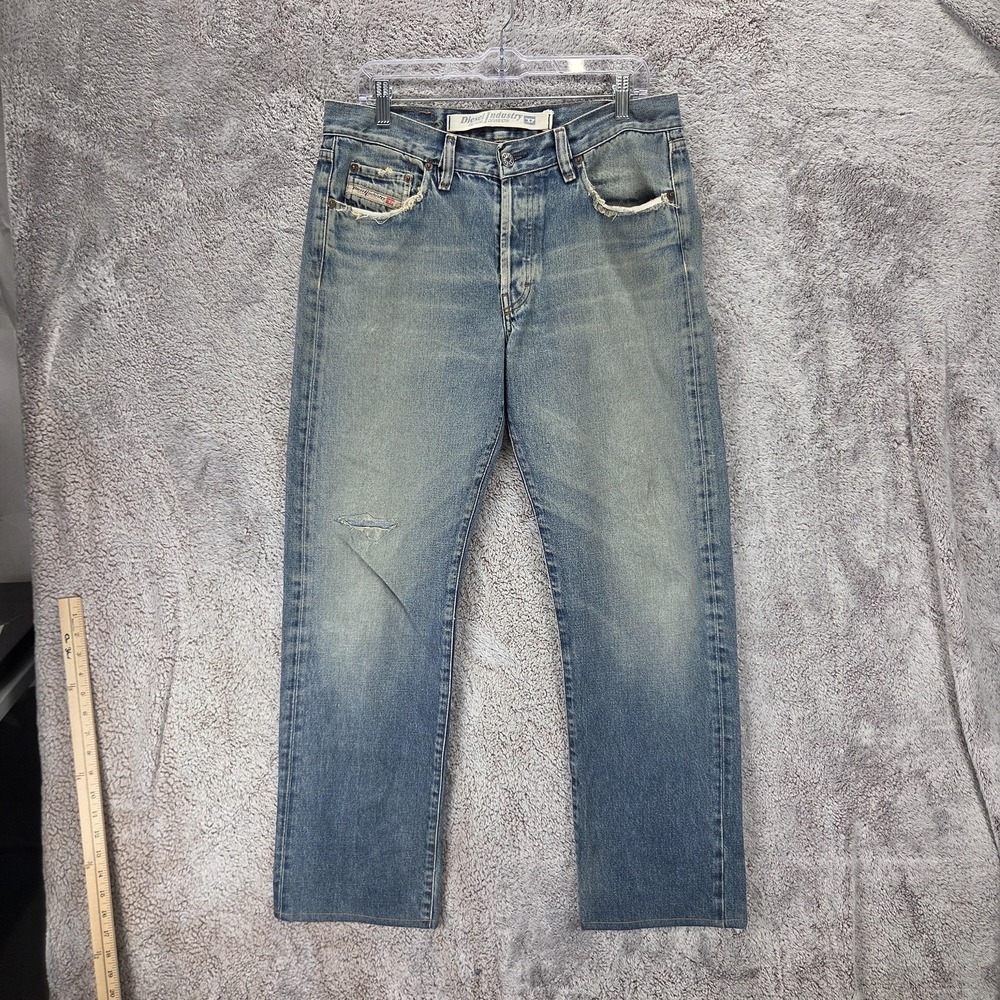 Diesel Jeans Mens 33x34 Blue Kulter Regular Straight Italy Altered Hem 00738